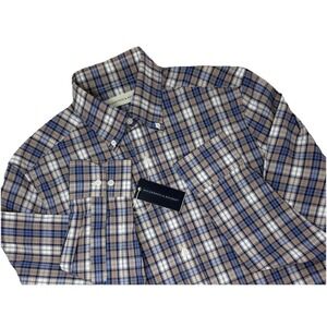 NWT Holderness Bourne The Andrews Long Sleeve Shirt Blue Plaid Men's Fescue